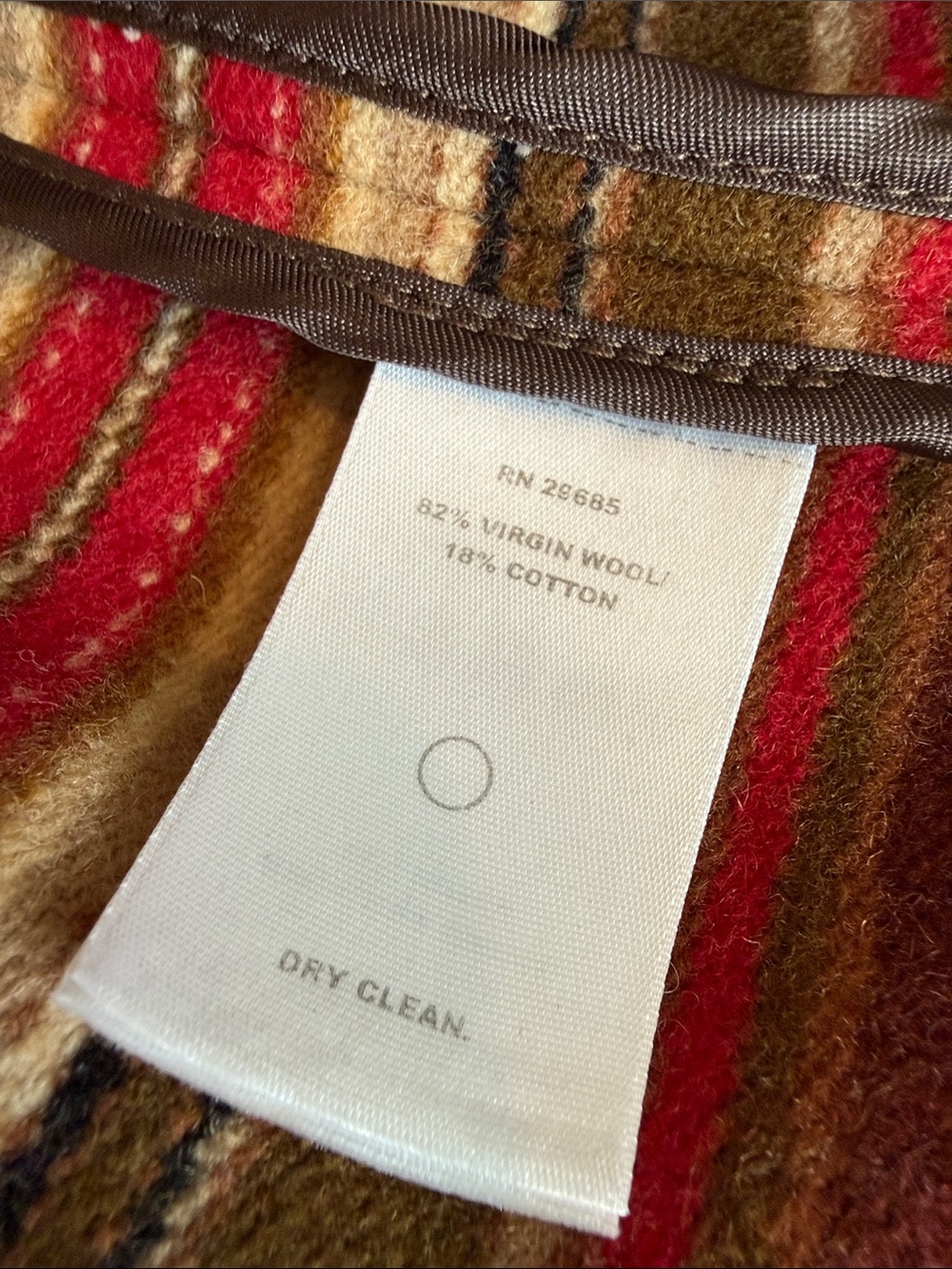 Pendleton Made in USA Brown Red Striped Virgin Wool Pea Coat size Small - Picture 8 of 16